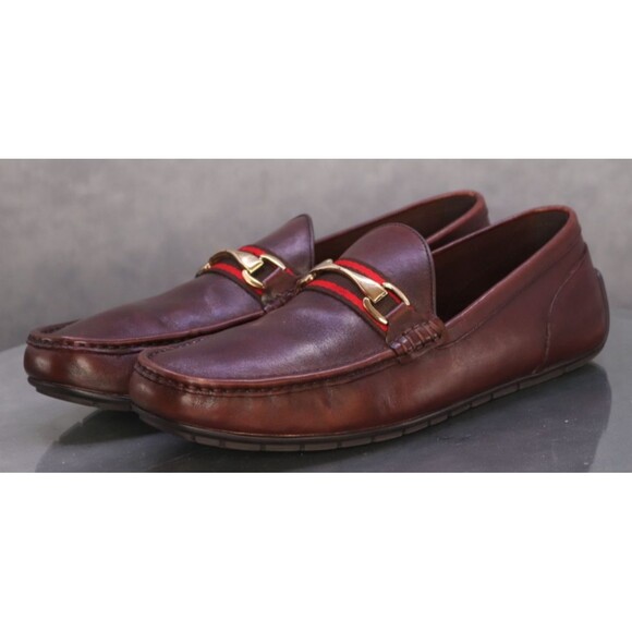 Aldo Omemee Men's Horsebit Loafers Casual Shoes Size 12 Leather Gold Tone EUC